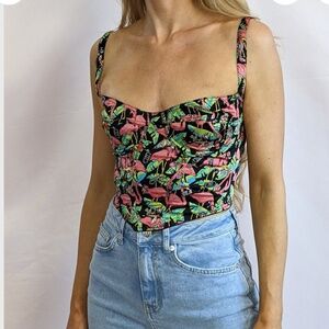 True vintage early 1990s Nicole Miller silk corset bustier top